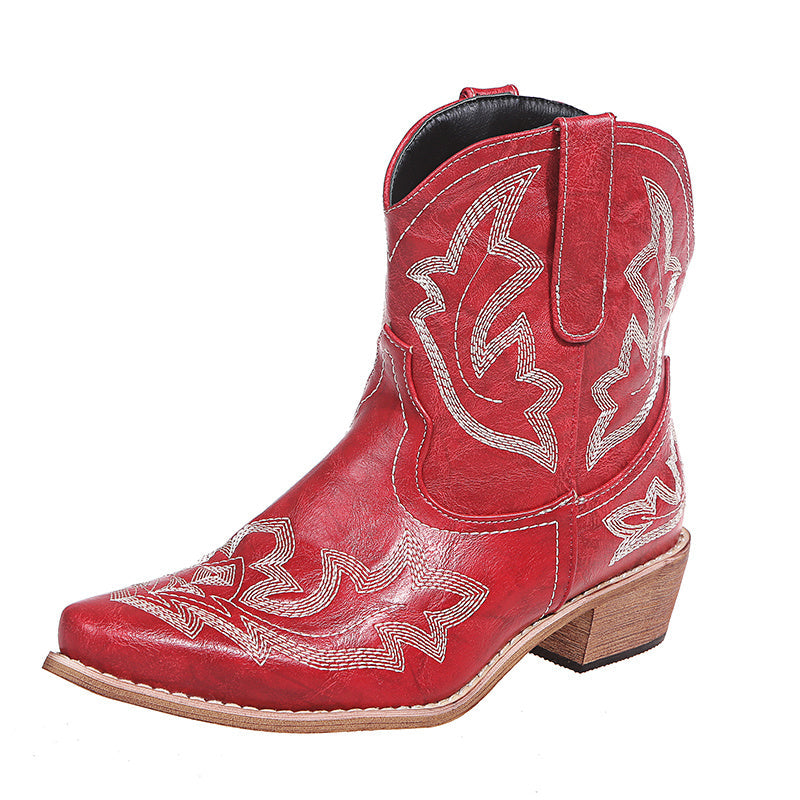 Mary – Embroidered Cowgirl Boots with Wedge Heel