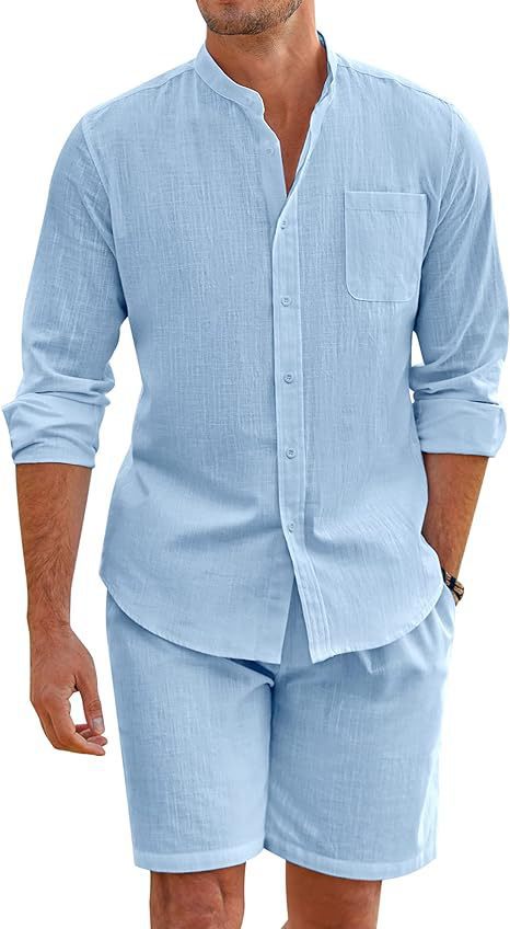 Ryan – Summer Two-Piece Polyester Shirt with Long Sleeves and Shorts