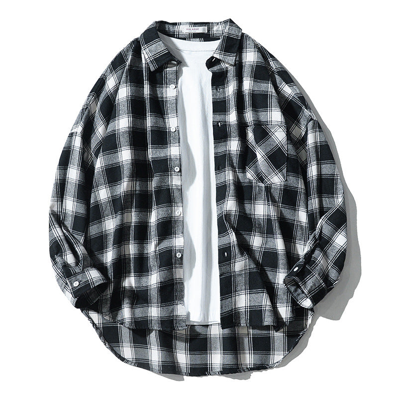 Edward – Casual Long-Sleeve Shirt in Japanese Style with Plaid Pattern