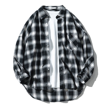 Edward – Casual Long-Sleeve Shirt in Japanese Style with Plaid Pattern