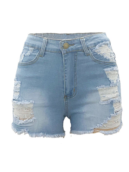 Anna – High-Stretch Ripped Denim Shorts