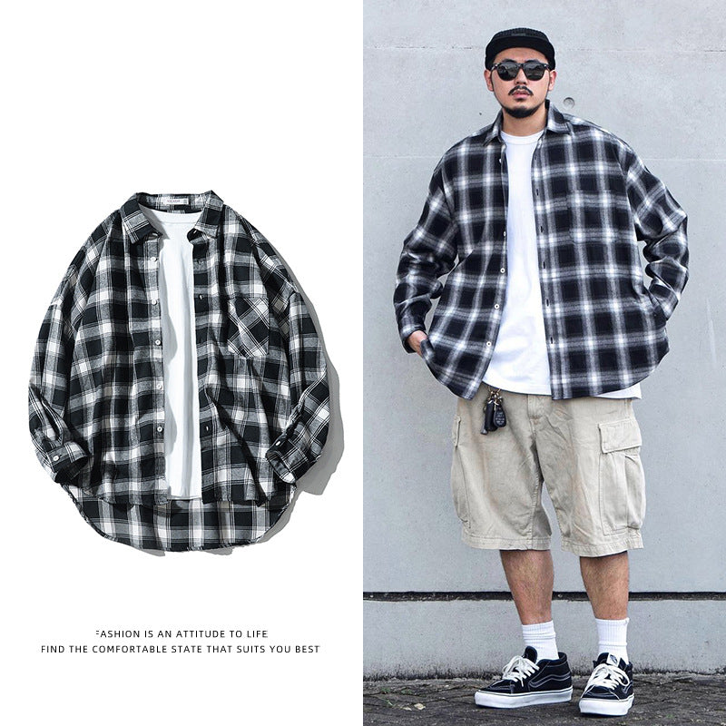 Edward – Casual Long-Sleeve Shirt in Japanese Style with Plaid Pattern