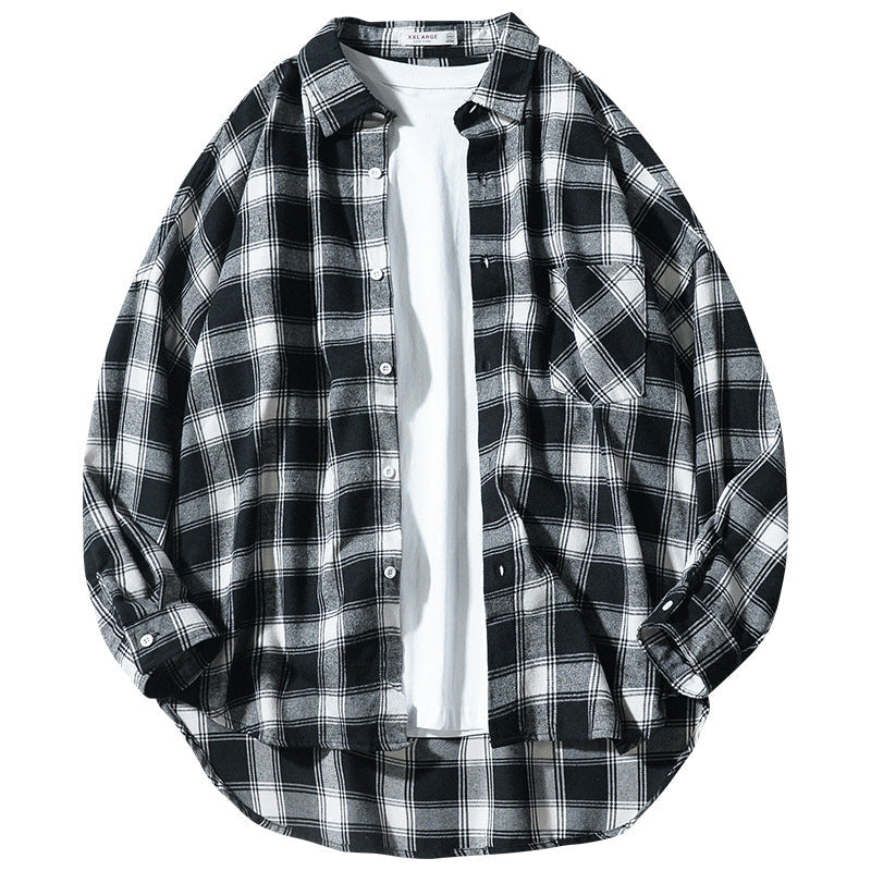 Edward – Casual Long-Sleeve Shirt in Japanese Style with Plaid Pattern
