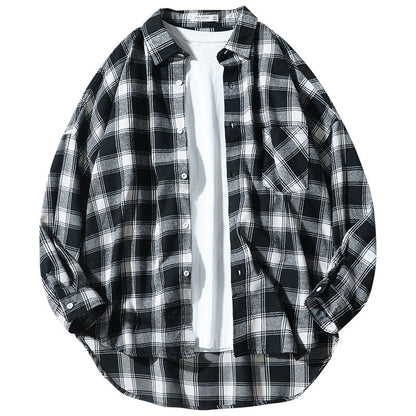 Edward – Casual Long-Sleeve Shirt in Japanese Style with Plaid Pattern
