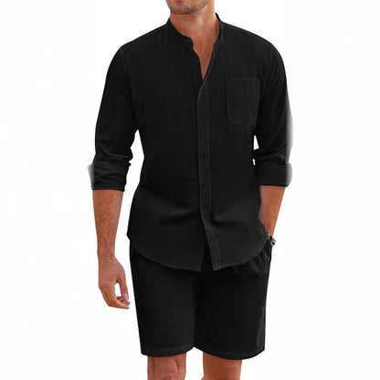 Ryan – Summer Two-Piece Polyester Shirt with Long Sleeves and Shorts