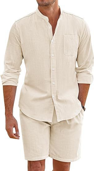 Ryan – Summer Two-Piece Polyester Shirt with Long Sleeves and Shorts