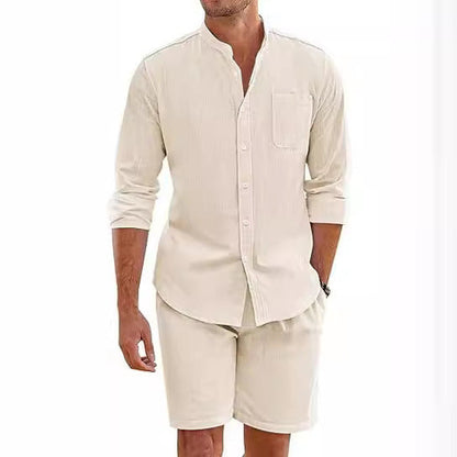 Ryan – Summer Two-Piece Polyester Shirt with Long Sleeves and Shorts