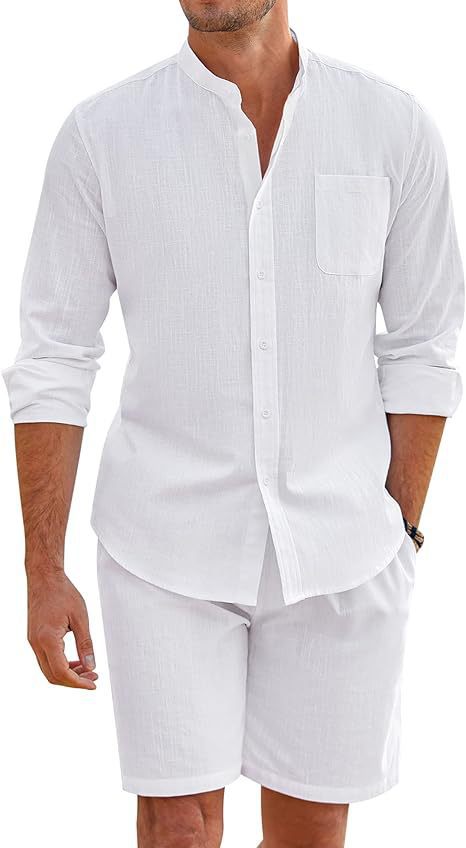Ryan – Summer Two-Piece Polyester Shirt with Long Sleeves and Shorts