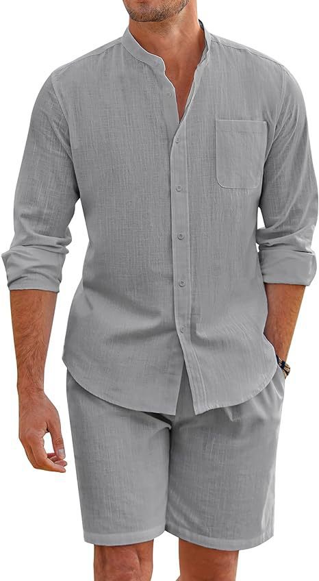 Ryan – Summer Two-Piece Polyester Shirt with Long Sleeves and Shorts