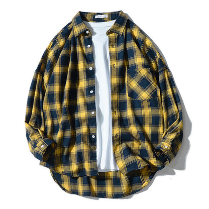 Edward – Casual Long-Sleeve Shirt in Japanese Style with Plaid Pattern