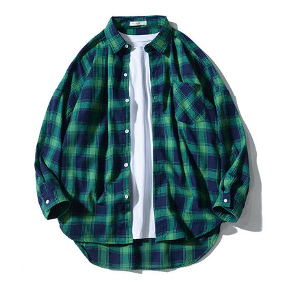 Edward – Casual Long-Sleeve Shirt in Japanese Style with Plaid Pattern