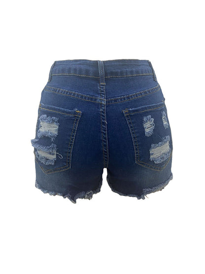 Anna – High-Stretch Ripped Denim Shorts