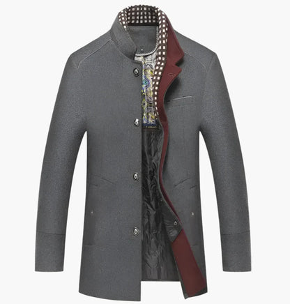 Dennis – Elegant Wool Coat with Contrast Collar