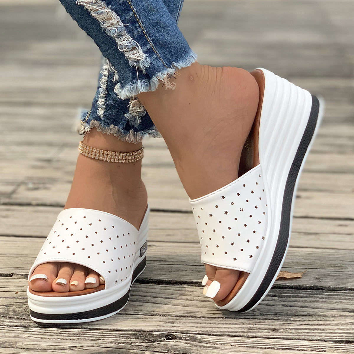 Rose – Summer Wedge Sandals with Peep-Toe Design