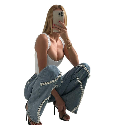 Emily – Straight Women's Jeans with Rhinestone Design