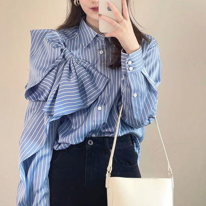 Faith – Striped Women's Blouse with Bow