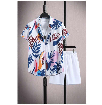 Kenny – Casual Short Sleeve Shirt in Ice Silk with Micro Support and Shorts Set