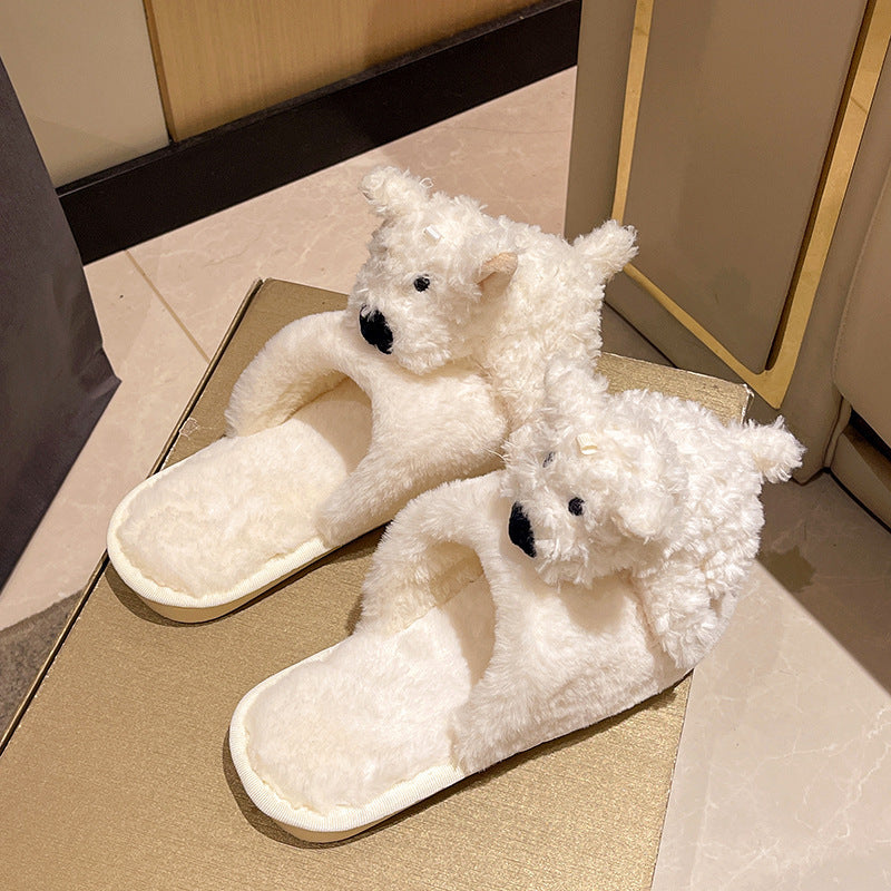 Katy – Fluffy Puppy Slippers in Cotton