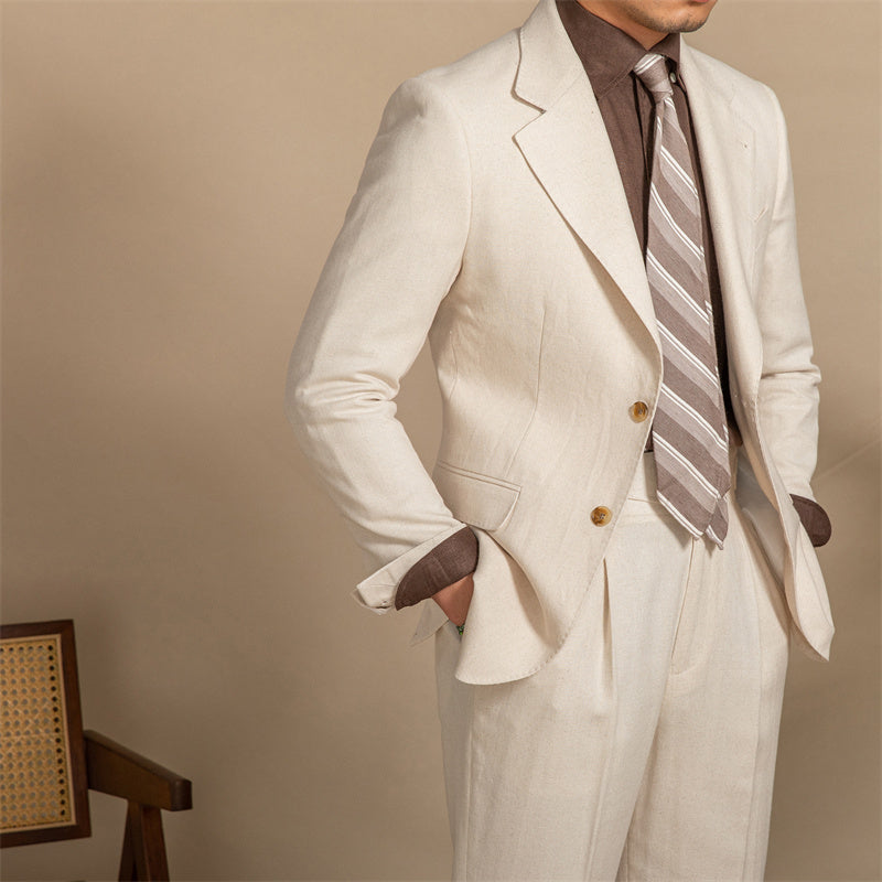 Samuel – Semi-Lined Suit with Hemp Texture