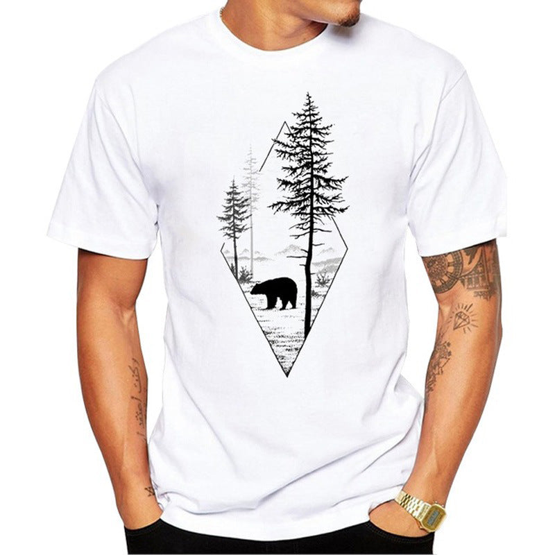 Austin – Short Sleeve T-Shirt with Forest Bear Design