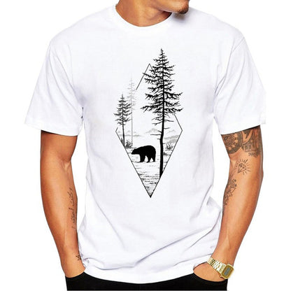 Austin – Short Sleeve T-Shirt with Forest Bear Design