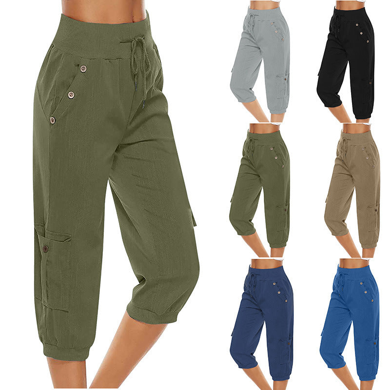 Alice – Stylish Women's Cargo Pants in Cotton and Linen