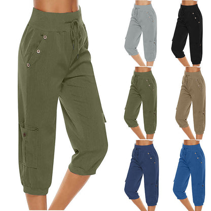 Alice – Stylish Women's Cargo Pants in Cotton and Linen