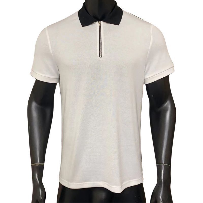 Jeffrey – Men's Polo Shirt in Pure White with Short Sleeves