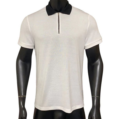 Jeffrey – Men's Polo Shirt in Pure White with Short Sleeves