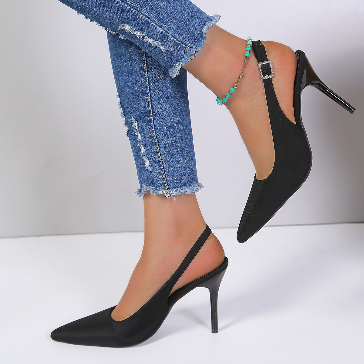 Betty – Pointed Toe Sandals with Buckle and Stiletto Heel