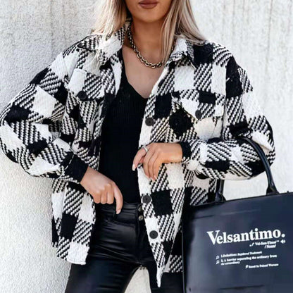 Gabrielle – Winter Blouse with Checkered Pattern for Women