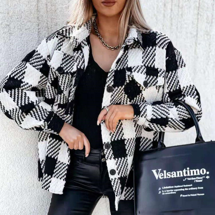 Gabrielle – Winter Blouse with Checkered Pattern for Women