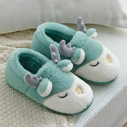 Kelly – Cozy Winter Moose Plush Slippers