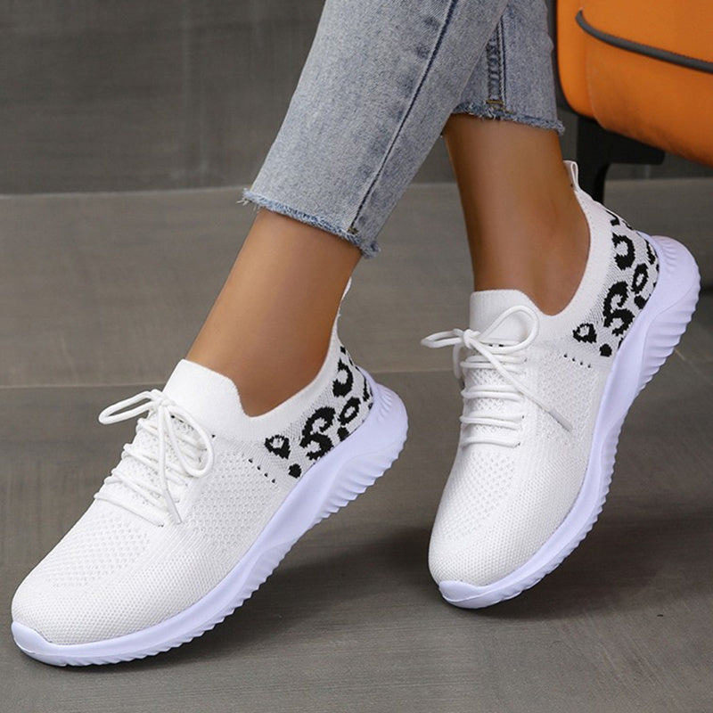 Sarah – Leopard Print Lace-Up Sneakers for Women