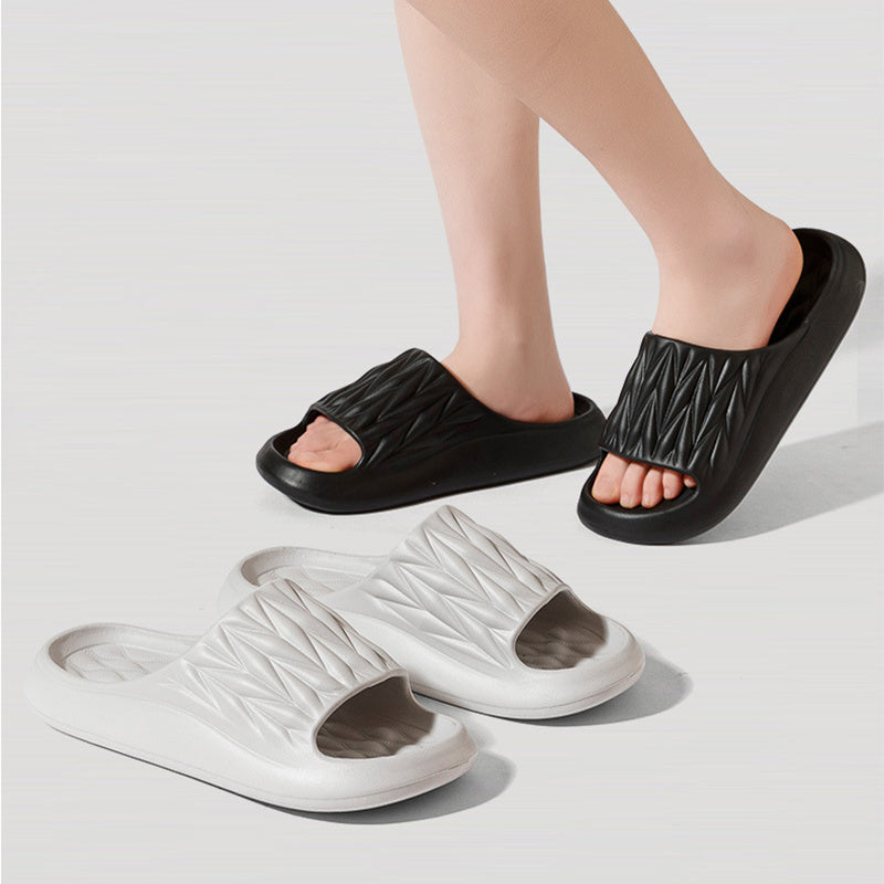 Ruby – Non-Slip Summer House Slippers with Leaf Texture