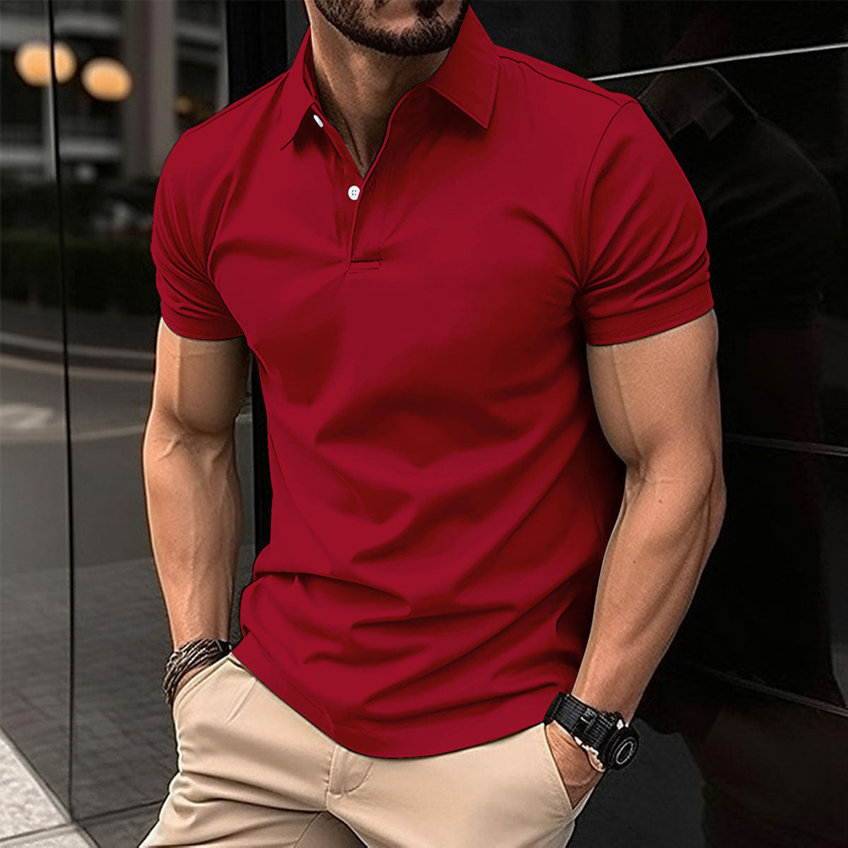 Roger – Short-Sleeve Men's Polo Shirt in Solid Colors