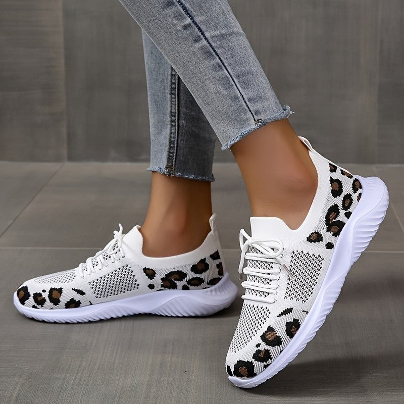 Sarah – Leopard Print Lace-Up Sneakers for Women