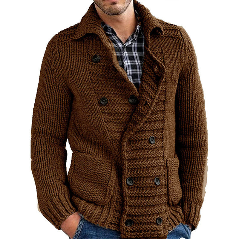 Lionel – Solid Men's Sweater with Lapel and Cardigan Design