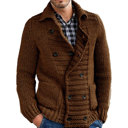 Lionel – Solid Men's Sweater with Lapel and Cardigan Design