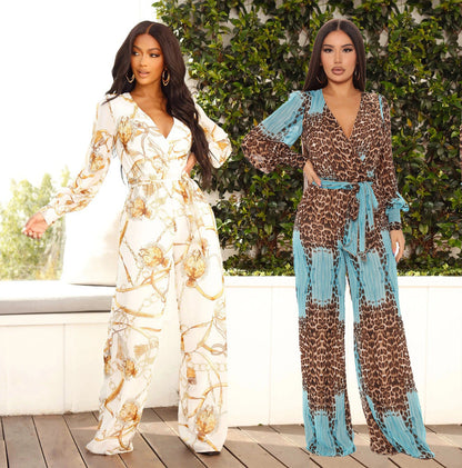 Heidi – Long Chiffon Jumpsuit with Digital Print