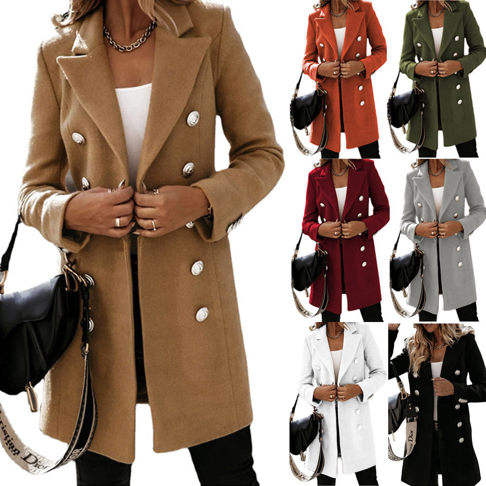 Katy – Women's Wool Coat with Fold-Over Collar