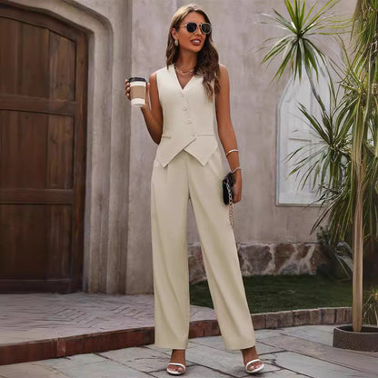 Audrey – Women's Summer Suit with Buttons and Straight Pants