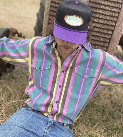 Ricky – Casual Men's Shirt with Retro Print and Long Sleeves