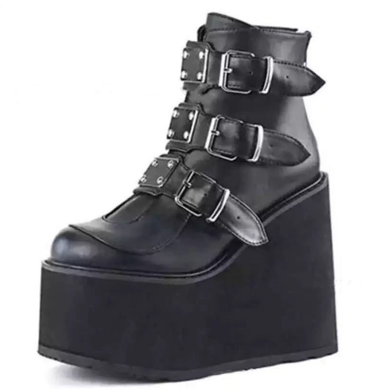 Natalie – Wedge Heel Japanese Punk Style Women's Boots