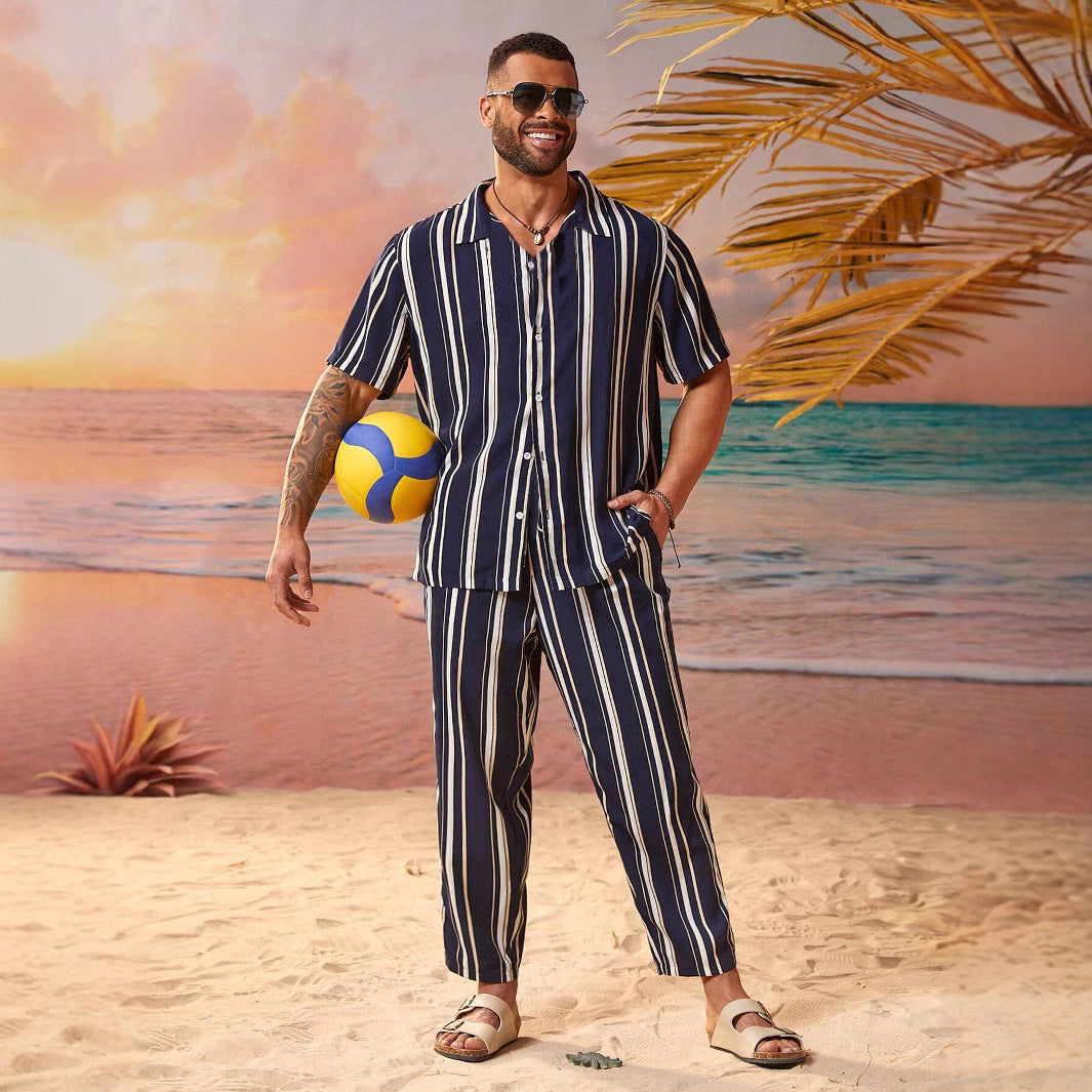 Catherine – Casual Stylish Striped Short Sleeve Jumpsuit