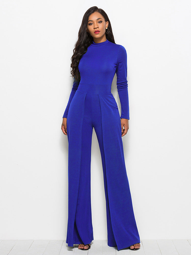 Rebecca – Wide-Leg Jumpsuit with Round Neck and Long Sleeves