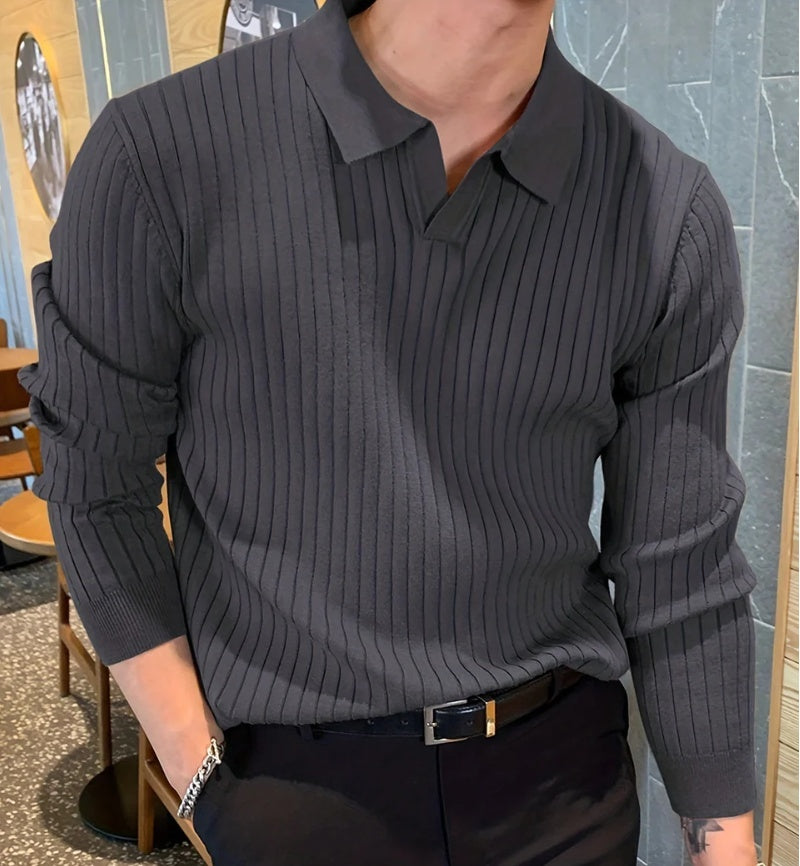 Garry – Slim Men's Polo Shirt with Waffle Texture