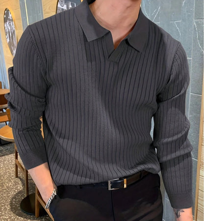 Garry – Slim Men's Polo Shirt with Waffle Texture