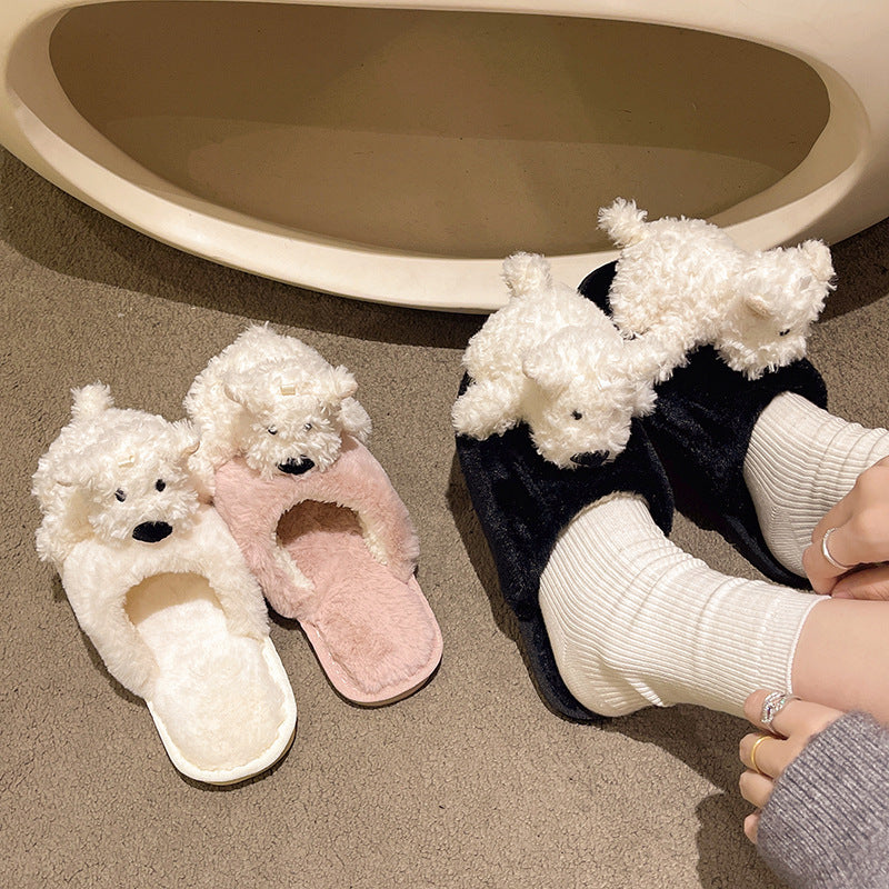 Katy – Fluffy Puppy Slippers in Cotton