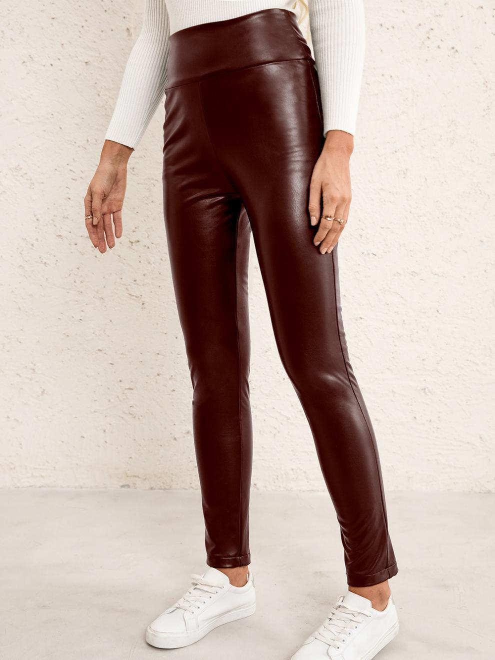 Laura – High-Waisted Stretch Slim Skinny Pants in Vegan Leather